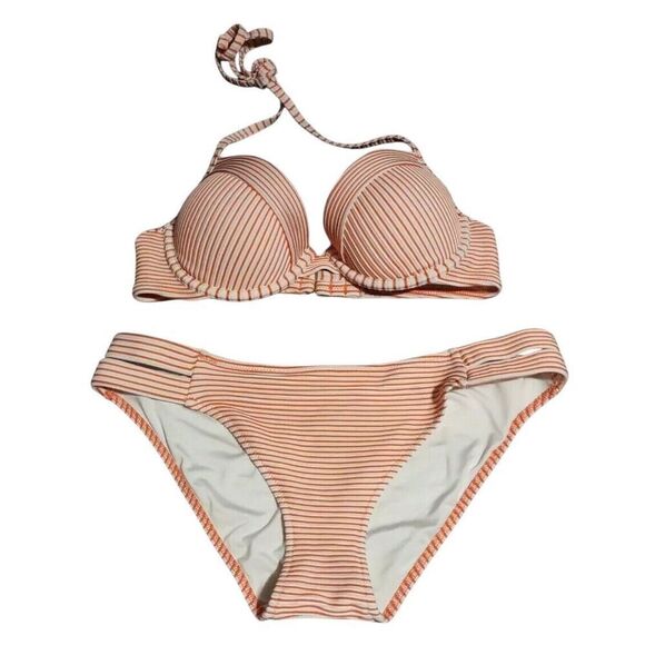 ✨Shade & Shore Textured Stripe Light Lift Two-Piece Halter Bikini Sz 34C & M✨ - Picture 8 of 14